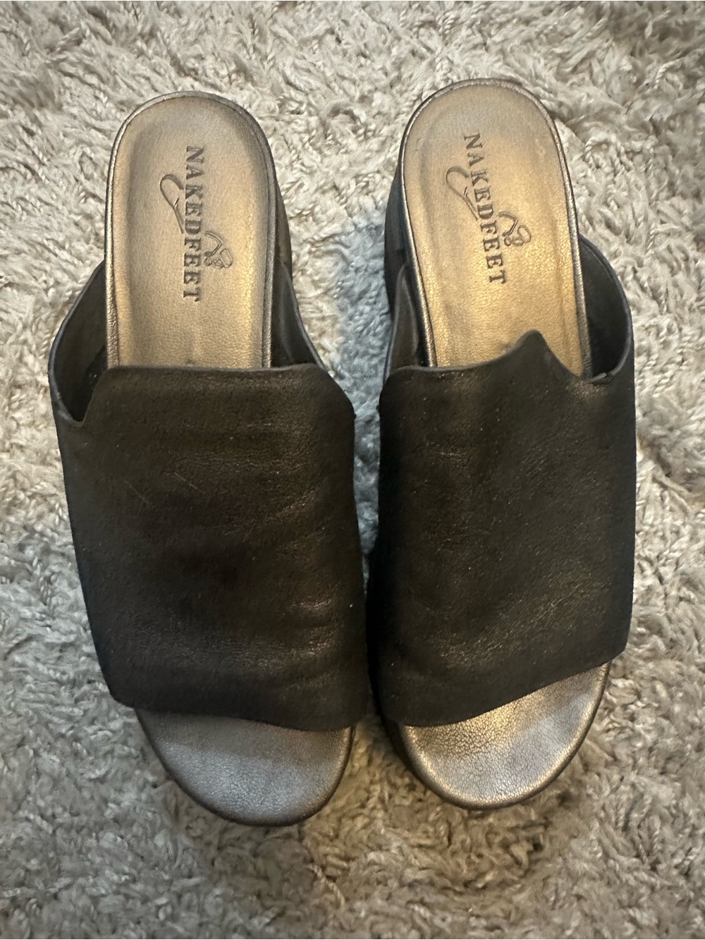 Naked Feet Black Open-Toe Slide Mules